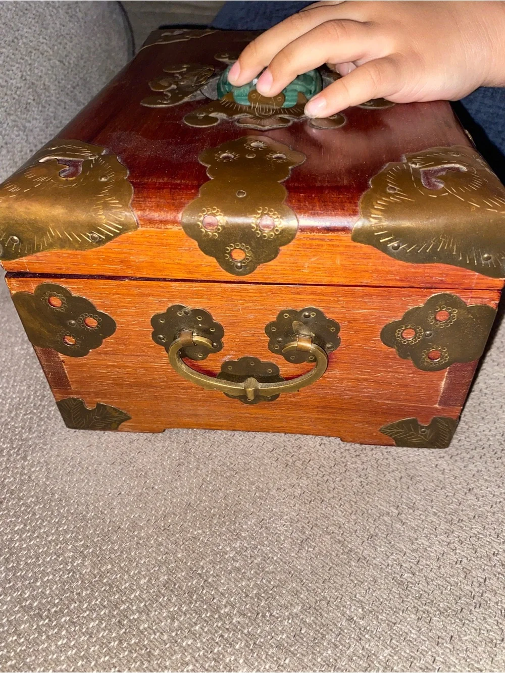 8 Other Reasons Wooden Jewelry Box with Turquoise Accent and Brass Hardware